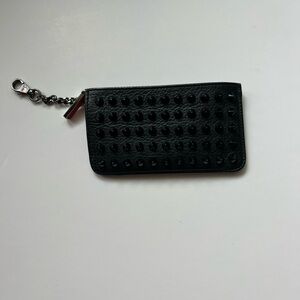 Christian Louboutin Black Studded Leather Keychain Wallet